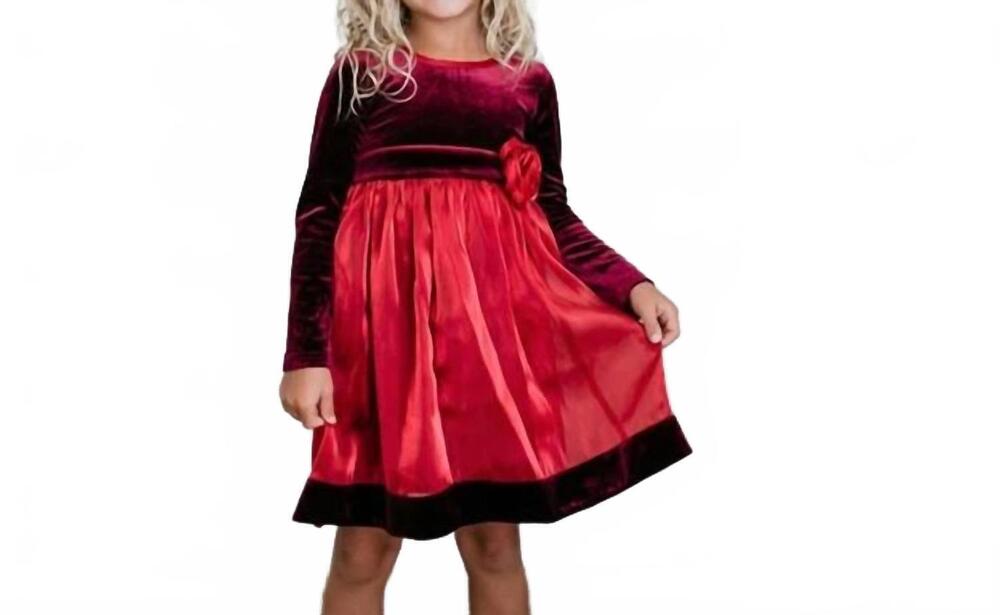 NEW OOPSIE DAISY kids christmas holiday rosette dress in red